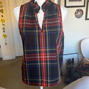 Jcrew sleeveless Stewart plaid cotton top